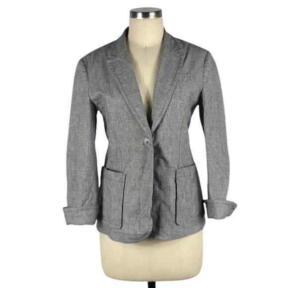 ATM ANTHONY THOMAS MELILLO Heathered Gray Blazer Jacket Button Size 8 Career - Picture 1 of 11